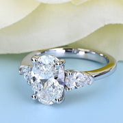 1.75 CT Oval Cut Lab Grown Diamond Three Stone Engagement Ring Mapple Gems
